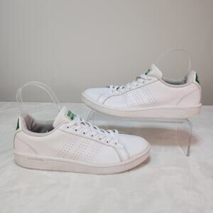 Adidas White Green Advantage Shoes Mens 8.5 Low Tops Preppy St Patricks Irish